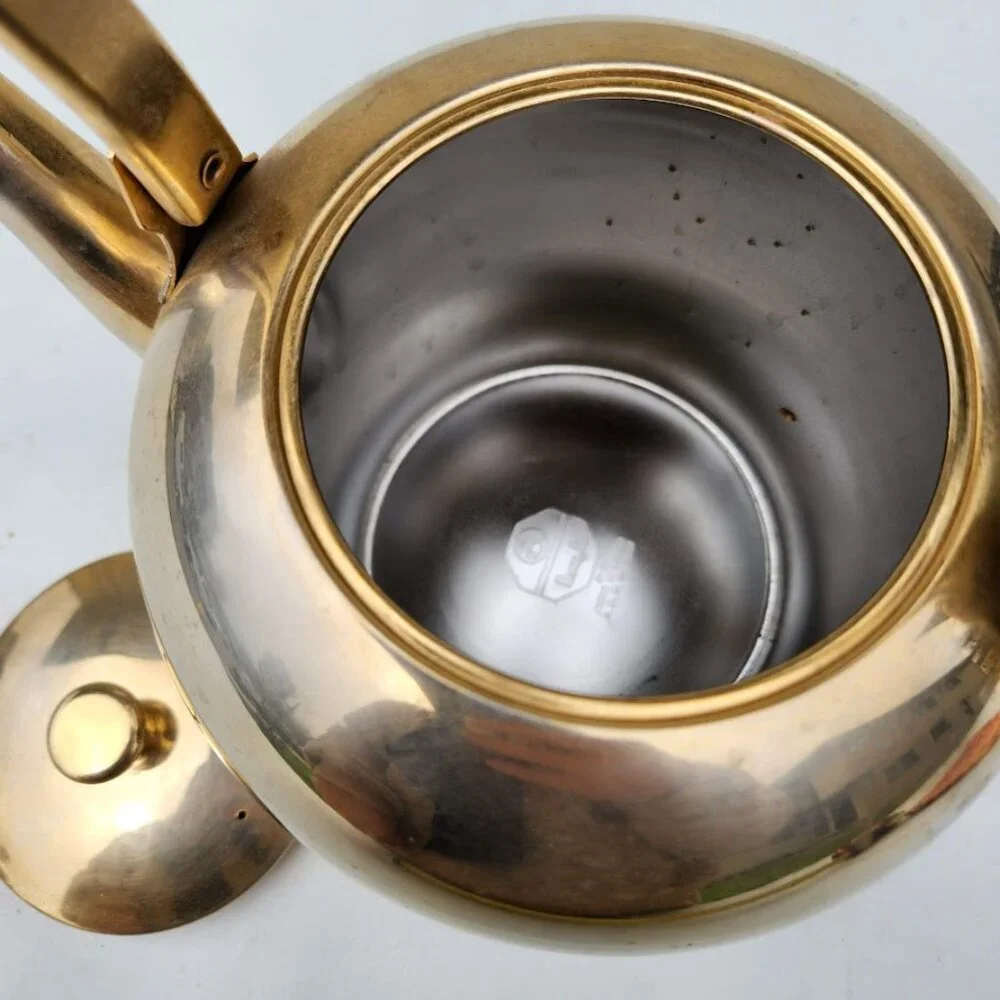 Vintage Al-Saif Tea Kettle Tea Pot Teapot Stainless Steel Gold Color 1.6 L Kitch